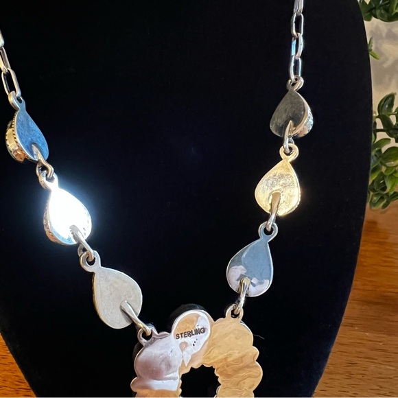 Southwestern Sterling Silver & Kingman Turquoise Naja Necklace - Picture 8 of 11